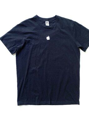 Official Apple Employee T-shirt Black White Logo Organic Cotton M